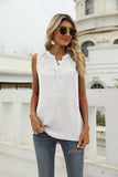 Swiss Dot Notched Neck Tank - Trendsi