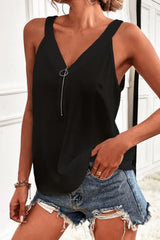 Half-Zip Scoop Neck Tank - Trendsi - Flyclothing LLC