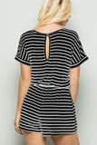Heimish Full Size Striped Round Neck Short Sleeve Romper - Trendsi