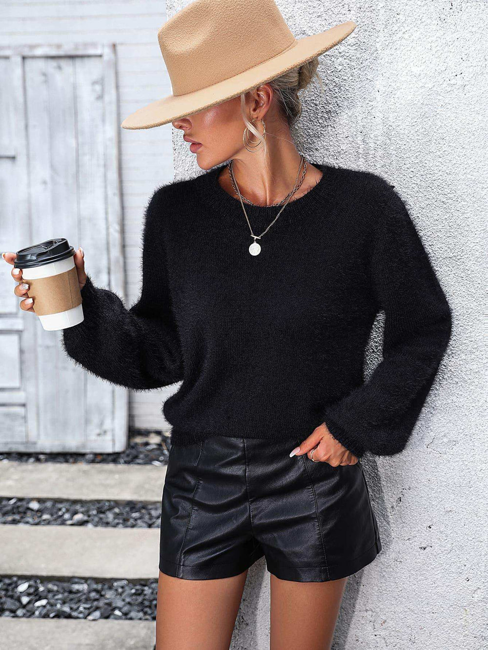 Lace Detail Cutout Long Sleeve Pullover Sweater - Trendsi - Flyclothing LLC