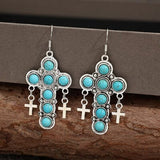 Artificial Turquoise Cross Shape Earrings - Trendsi