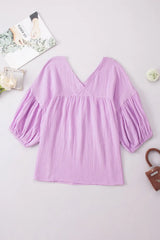 Dropped Shoulder V-Neck Blouse - Trendsi - Flyclothing LLC