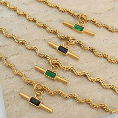 Stainless Steel Glass Cone Shaped Pendant Necklace - Flyclothing LLC