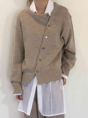 Dropped Shoulder Buttoned Cardigan - Trendsi