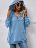 V-Neck Drop Shoulder Long Sleeve Hoodie - Flyclothing LLC