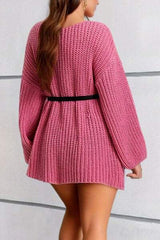 Boat Neck Dropped Shoulder Mini Sweater Dress - Trendsi - Flyclothing LLC