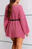 Boat Neck Dropped Shoulder Mini Sweater Dress - Trendsi - Flyclothing LLC