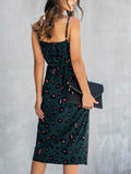 Printed Tie-Waist Spaghetti Strap Dress - Trendsi