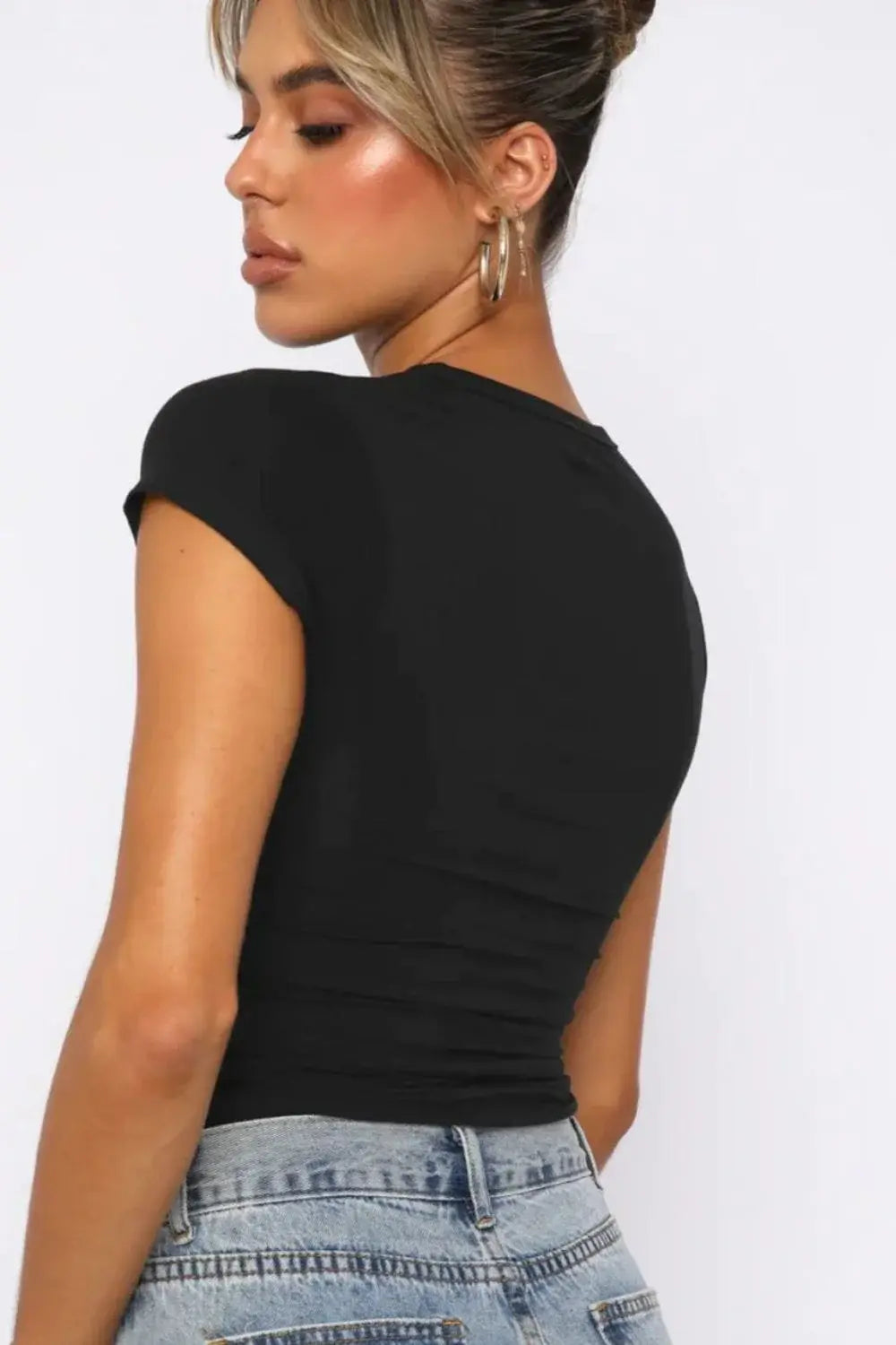 Crewneck Short Sleeve Tee - Trendsi - Flyclothing LLC