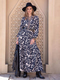 Printed Notched Neck Maxi Dress - Trendsi