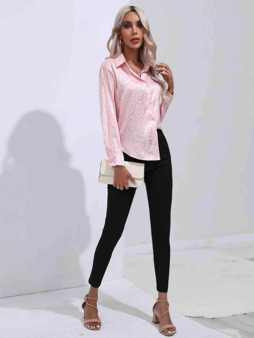 Printed Collared Neck Buttoned Shirt - Trendsi - Flyclothing LLC