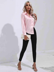 Printed Collared Neck Buttoned Shirt - Trendsi