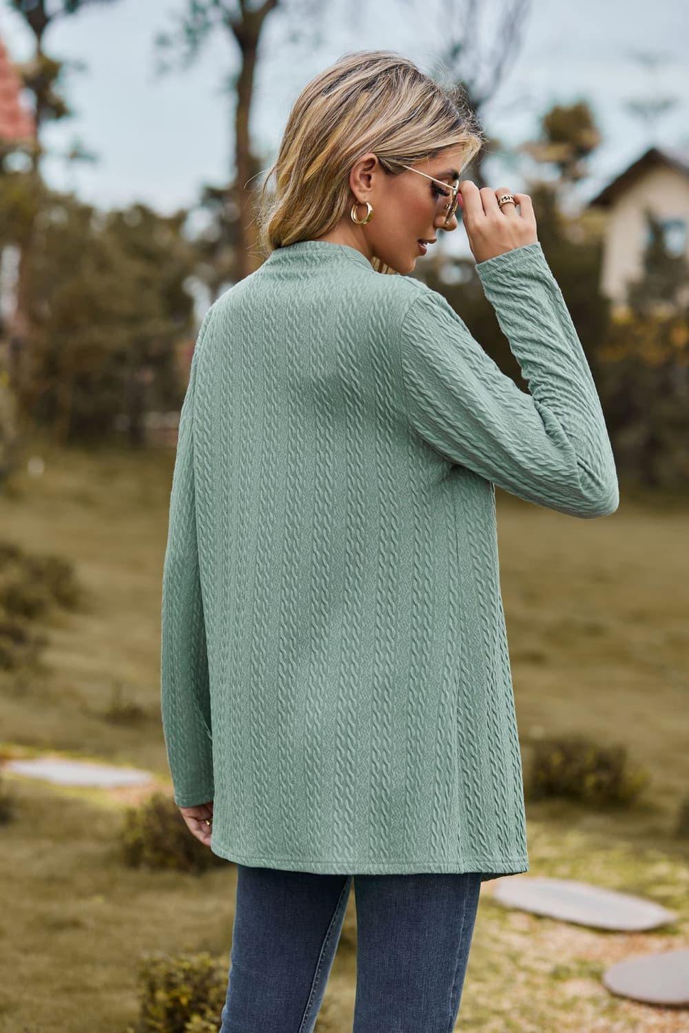 Open Front Long Sleeve Cardigan - Trendsi