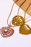 Rhinestone Decor Heart Box Pendant Necklace - Trendsi - Flyclothing LLC