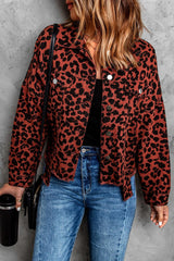Leopard Print Raw Hem Jacket - Flyclothing LLC