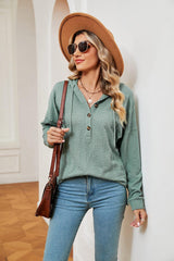 Half-Button Dropped Shoulder Hoodie - Trendsi