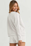 Round Neck Dropped Shoulder Top and Shorts Set - Trendsi - Flyclothing LLC
