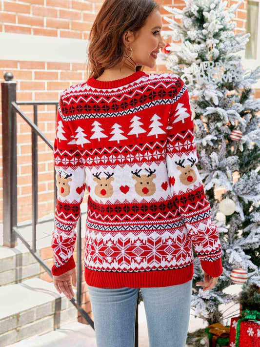 Christmas Round Neck Sweater - Trendsi - Flyclothing LLC