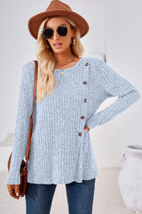 Round Neck Long Sleeve T-Shirt - Trendsi - Flyclothing LLC
