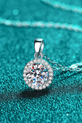 Chance to Charm 1 Carat Moissanite Round Pendant Chain Necklace - Trendsi