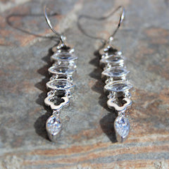 Alamode Rhodium plating 925 Sterling Silver Earrings with AAA Grade CZ in Clear - Flyclothing LLC