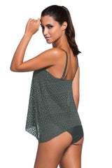 Full Size Spaghetti Strap Scoop Neck Tankini Set - Trendsi
