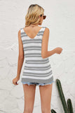 Striped V-Neck Knit Tank - Trendsi - Flyclothing LLC