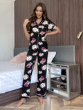 Floral Short Sleeve Shirt and Pants Lounge Set - Trendsi - Flyclothing LLC