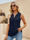 Eyelet Notched Tank - Trendsi - Flyclothing LLC