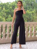 Ruched One Shoulder Jumpsuit - Trendsi