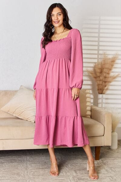 Culture Code Full Size Ruffle Trim Smocked Tiered Dress - Trendsi