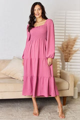 Culture Code Full Size Ruffle Trim Smocked Tiered Dress - Trendsi