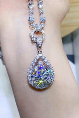 10 Carat Moissanite Teardrop Pendant Platinum-Plated Necklace - Trendsi - Flyclothing LLC