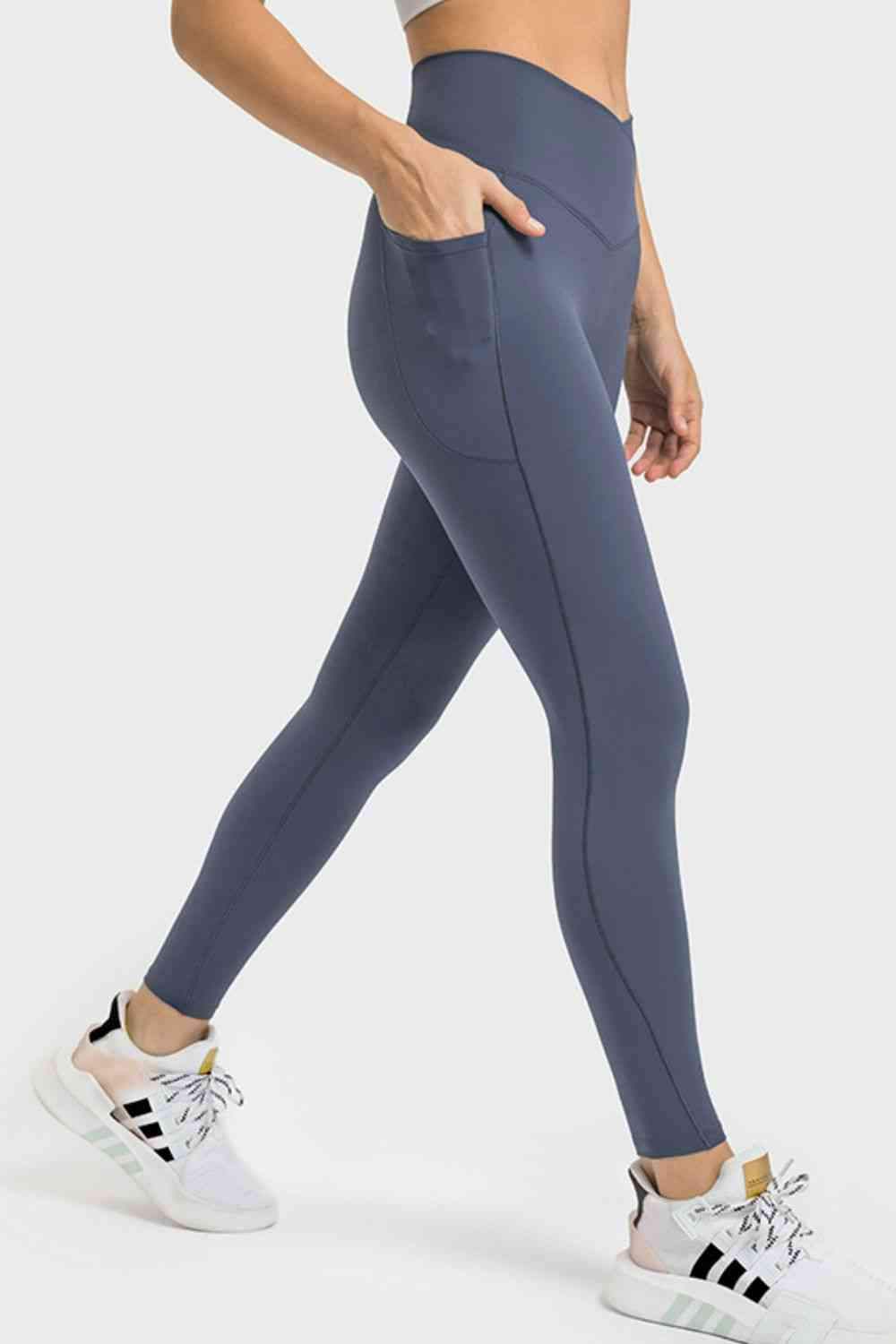 V-Waist Yoga Leggings with Pockets - Trendsi - Flyclothing LLC