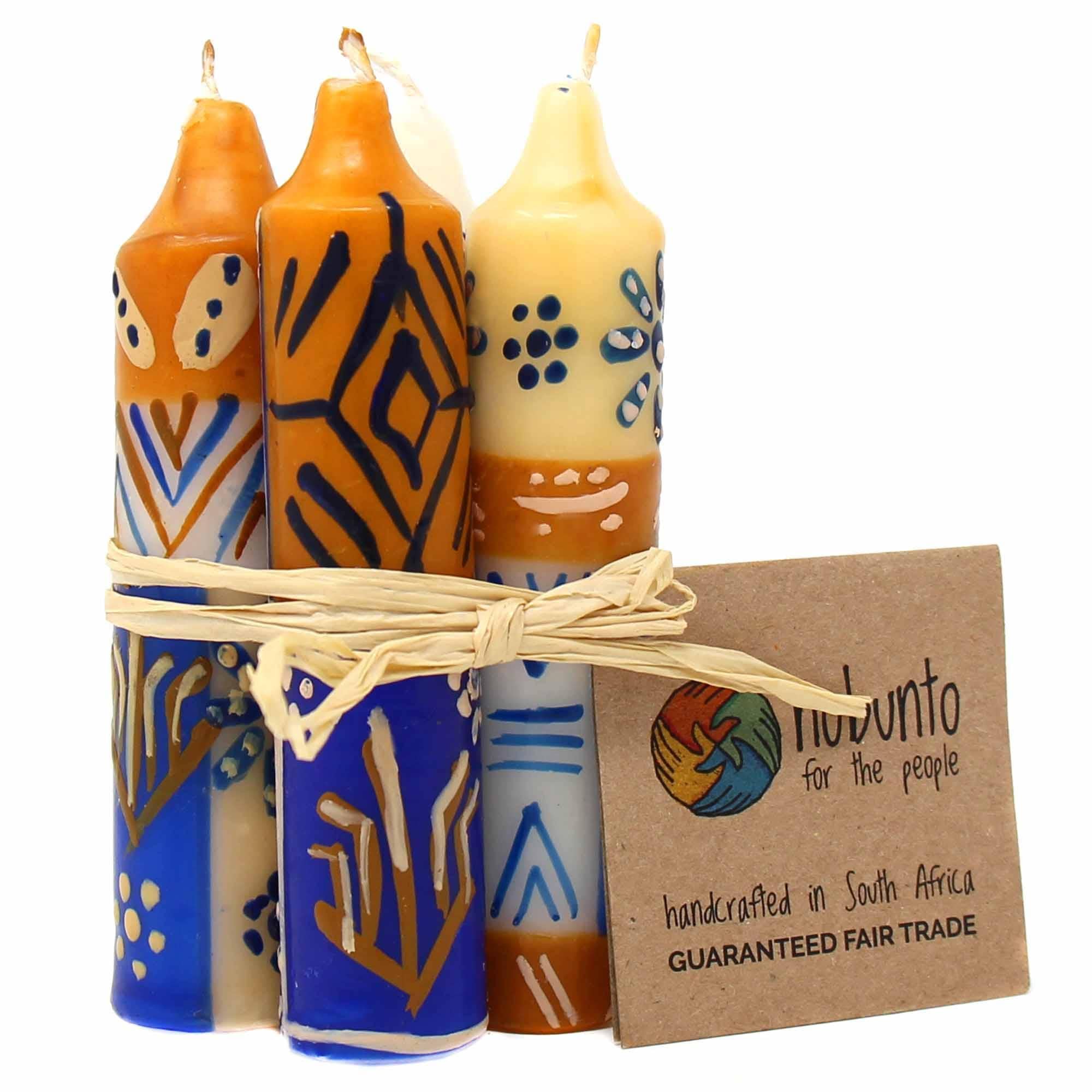 Hand-Painted 4" Dinner or Shabbat Candles, Set of 4  (Durra Design) - Nobunto