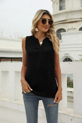 Swiss Dot Notched Neck Tank - Trendsi - Flyclothing LLC