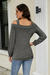 Cutout Cold-Shoulder Top - Trendsi - Flyclothing LLC