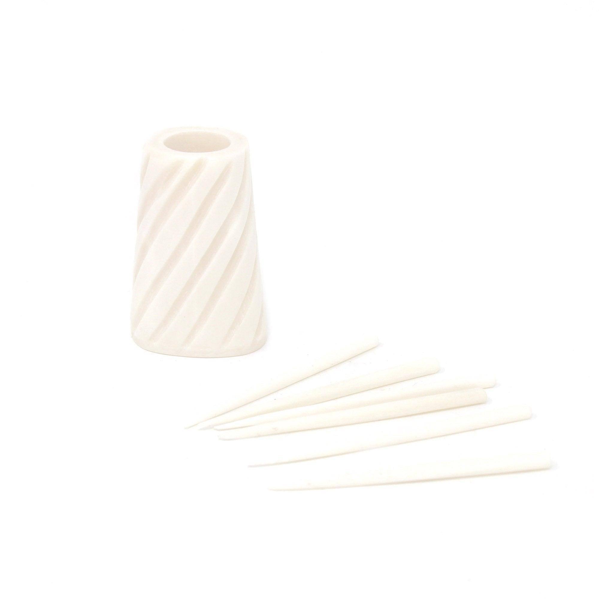 Hand-caved Cocktail Picks & Jar in Natural Bone - Jedando