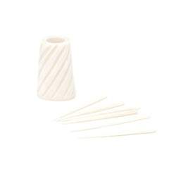 Hand-caved Cocktail Picks & Jar in Natural Bone - Jedando