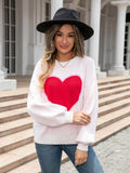 Heart Graphic Round Neck Sweater - Trendsi