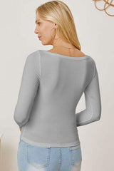 Square Neck Long Sleeve T-Shirt - Trendsi - Flyclothing LLC