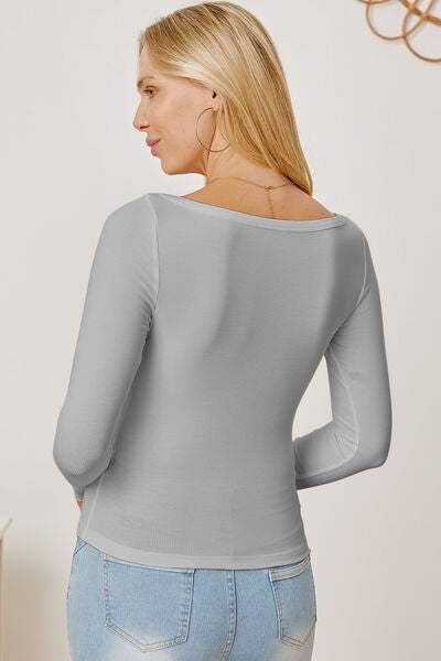 Square Neck Long Sleeve T-Shirt - Trendsi - Flyclothing LLC