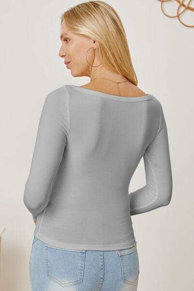 Square Neck Long Sleeve T-Shirt - Trendsi - Flyclothing LLC