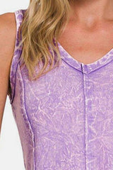 Zenana Exposed Seam V-Neck Wide Strap Tank - Trendsi - Flyclothing LLC