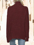 Turtleneck Drop Shoulder Long Sleeve Sweater - Trendsi - Flyclothing LLC