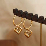 Heart Shape Lapis Lazuli Dangle Earrings - Trendsi - Flyclothing LLC