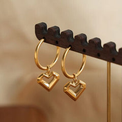 Heart Shape Lapis Lazuli Dangle Earrings - Trendsi