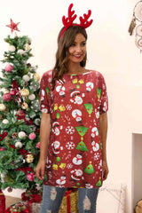 Christmas Round Neck Short Sleeve T-Shirt - Trendsi - Flyclothing LLC