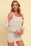 Square Neck Split Sleeve Mini Dress - Trendsi - Flyclothing LLC