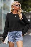 Round Neck Drop Shoulder Long Sleeve Sweater - Trendsi - Flyclothing LLC